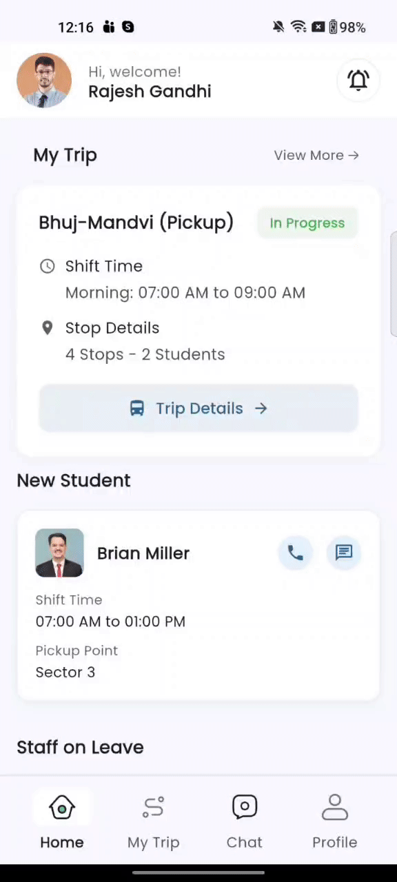 Driver App Interface