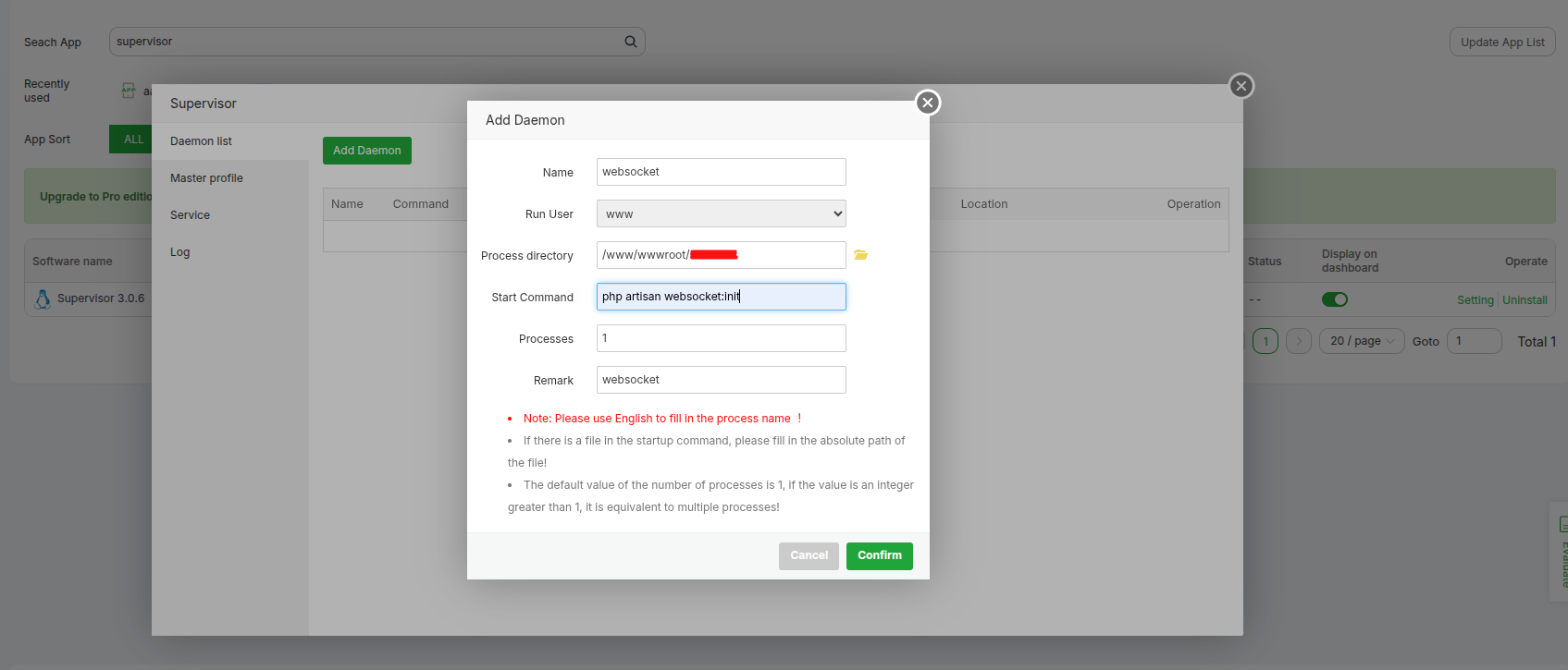Configure WebSocket Service